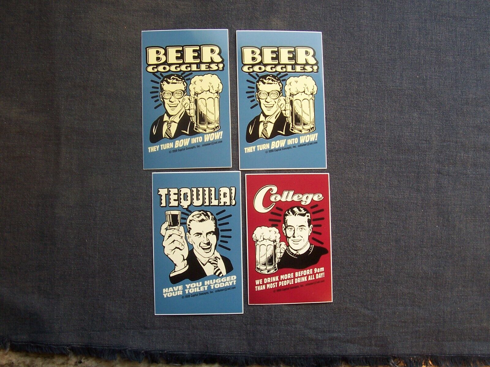 lot of comical / humor cards  Beer Goggles They Turn Bow into Wow & Tequila etc