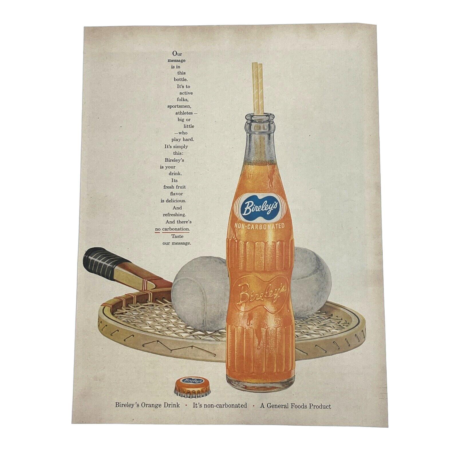 Vintage Bireley's Orange Drink Print Ad Non-Carbonated Soda General Foods