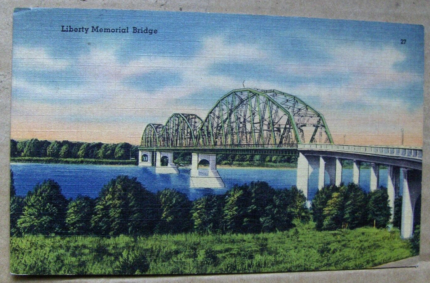 Postcard Liberty Memorial  Bridge posted 1944