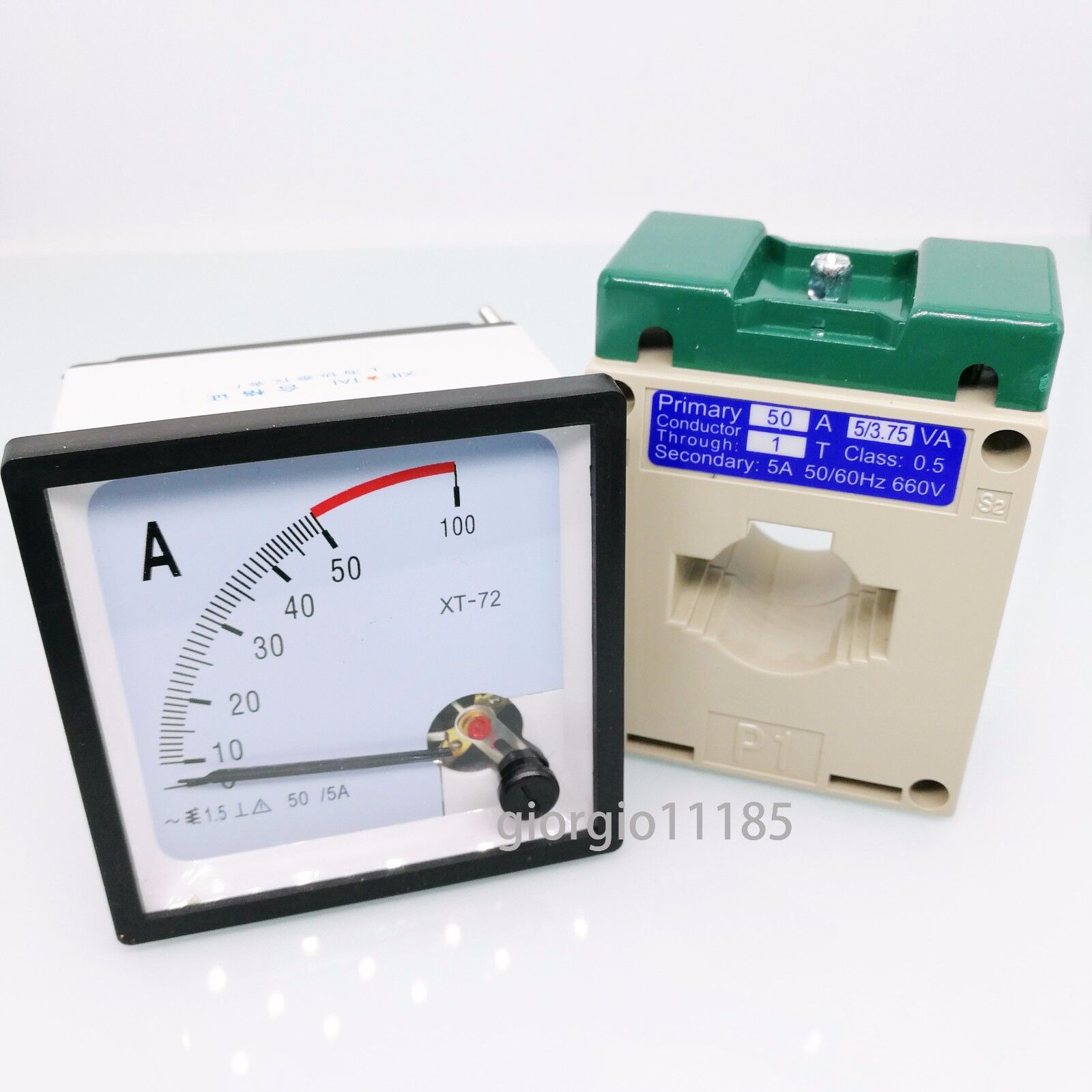 US Stock AC 0 ~ 50A Analog AMP Current Panel Meter Ammeter & Current Transformer