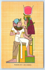Pharaoh Seti I & Goddess EGYPT Lehnert & Landrock Postcard picture