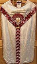 Latin Mass Mass Set-White ROMAN Chasuble W/ Chalice Veil+Burse - Used picture