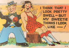 Vintage Color Comics Postcard 1929 Funny Whimsical Man And Woman Insult Posted picture