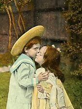 Antique Postcard 1900s Ephemera Boy Girl Reconciliation Litho Unposted Colorful picture