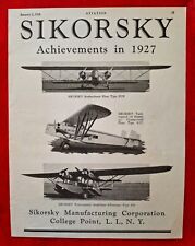 SIKORSKY AD Achievements in 1927 S-36 Amphibian S-37 Bomber 8 1/2in x 11in picture