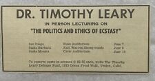1967 Timothy Leary, The Politics And Ethics Of Ecstasy, Lectures, West Coast Ad picture
