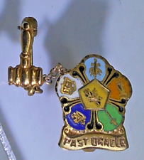 Vintage Enameled 10kt Gold Fraternal Past Oracle RNA Royal Neighbors Pin 2-part picture