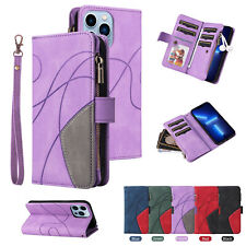 Zipper Leather Card Wallet Phone Case For iPhone 12 11 13 14 15 Pro Max picture