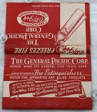 Matchbook Cover The General Pacific Corp. Carbon Dioxide Fire Extinguishers picture