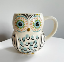Owl Coffee Mug/Natural Life /Adorable/Folk Art Contoured 