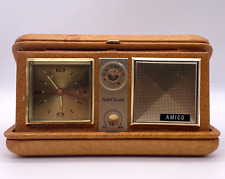 Amico TCR-68 Transistor Alarm Travel Clock Radio Genuine Leather Case picture