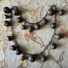 ANTIQUE SET OF TAMANG SHAMANS BELLS 20 BELL NECKLACE CHAIN TIBET NEPAL HIMALAYAS picture