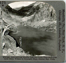 GLACIER NAT. PK. Approaching Lincoln Pass-Keystone Scenic America Stereoview#171 picture