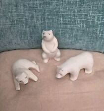 Set of 3 Polar Bear Ceramic White Figurines Made in Brazil picture