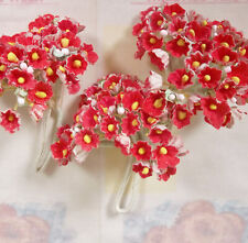 Vintage Millinery Flowers / Forget Me Nots / Red Artificial Flowers / DIY Crafts picture