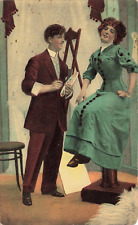 Postcard Man Women Victorian Romance Art Painter Early 1900s picture