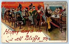 Council Bluffs Iowa IA Postcard Happy Days Restaurant Scene c1910's Antique picture