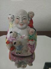 Vintage Laughing Buddha Chinese Fertility Figurine With 5 Children picture