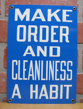 MAKE ORDER AND CLEANLINESS A HABIT Original Old Sign Stonehouse Industrial Shop picture