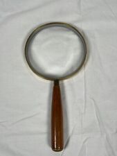 Vintage Donegan Optical Magnifying Glass Round Brass+Wood Deluxe Reader Large 5” picture