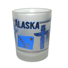 Alaska Souvenir Frosted Shot Glass Bear Totem Pole Flag Moose IAAC Exclusive picture