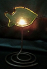 Beautiful Stained-Glass Fish tea candle with Iron-base new picture