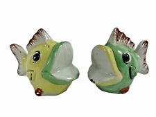 Vintage Anthropomorphic Fish Kissing Big Mouth Salt and Pepper Shakers Japan  picture