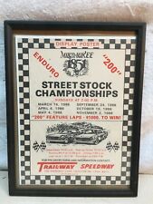 Vintage 1986 Milwaukee Street Stock Drag Race Champion Poster in Frame 13in x 9. picture