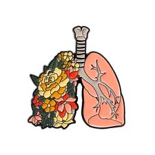 Lung Enamel Pin, Floral Lung  Pin, Gift for Lung Cance rPulmonary Asthma picture