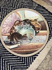 FISH TALES Plate #1 Pussyfooting Around Christine Wilson Cat Kitten Knowles Fish picture