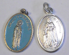 Vtg religious pendant medal St Peregrine Dymphna patron mental illness & cancer picture
