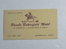 Vintage Business Card Rancho Bakersfield Motel Bakersfield CA  picture