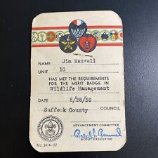 Vintage BSA Boy Scouts 1958 Wildlife Management Merit Badge Patch Mint on Card picture