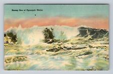Ogunquit ME-Maine, Stormy Sea, Atlantic Ocean, Antique Vintage c1949 Postcard picture