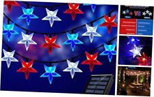 51LED Solar Red White and Blue Lights with Big 3D Stars for 4th of July  picture