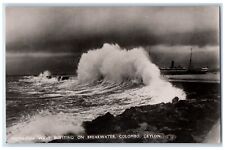 c1930's Monsoon Wave Steam Ship Colombo Ceylon Sri Lanka RPPC Photo Postcard picture