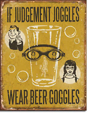 IF Judgement Joggles Wear Beer Goggles Metal Tin Sign 12 x 16 inches picture