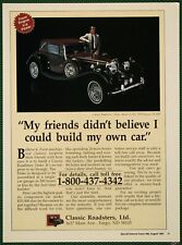 Classic Roadsters Duke Replica Jaguar SS-100 Self Assembly Vintage Print Ad 1985 picture