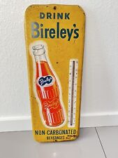 Vintage Original BIRELEY'S Orange Thermometer Tin Soda Sign Non Porcelain~25x9 picture