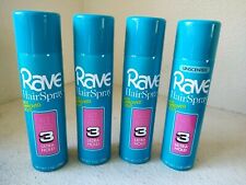 Lot/4 VTG Rave Ultra Hold 3 Hairspray 7oz Can 1 Unscented New Improved Hold PROP picture