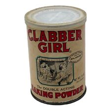 Vintage Clabber Girl Baking Powder Tin Can 10 oz Advertising Unopened NOS picture