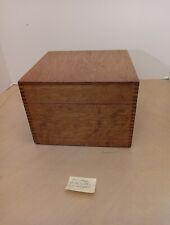 Vtg OAK WOOD FILE BOX For Lg 5x8 Index Card Dovetail 9x7x10 Recipe Photo Storage picture