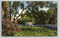 Glass Bottom Boats On Beautiful Silver Springs Florida Vintage Unposted Linen picture