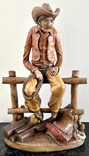 LARGE Aspit Bros of California Cowboy Sitting On Fence Chalkware Sculpture 18”H picture