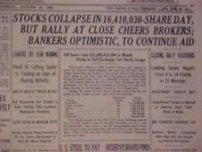 VINTAGE NEWSPAPER HEADLINE~ NEW YORK CITY NY STOCK MARKET WALL STREET CRASH 1929 picture