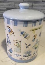 Hallmark Marjolein Bastin Birdsong Butterflies Blue White Canister With Lid picture