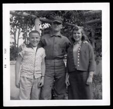 STUDLY VIETNAM MARINE BIG BROTHER w HERO WORSHIP BOY & GIRL ~ 1955 VINTAGE PHOTO picture