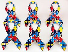 6pcs Autism Awareness Pin Badge Colorful Puzzle Ribbon Lapel Brooch Pin picture