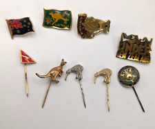 9 Vtg Lapel/Hat Pin Lot ~ Australia ~ New Zealand ~ Royal Flying Doctor Service picture