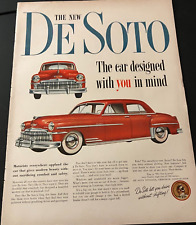1949 DeSoto Custom Sedan - Vintage Original Automotive Color Print Ad / Wall Art picture
